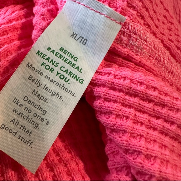 Aerie LumberJane Waffle Shirt Shacket Button Down Oversized in Coral Sun - Picture 13 of 14